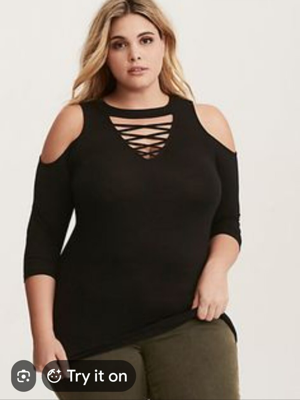 🖤Torrid Super Soft Lace Up Cold Shoulder Top